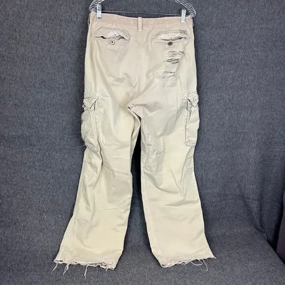 VTG American Eagle Destroyed Cargo Pants Sz 31x32 Y2K Grunge Streetwear Tattered - Picture 3 of 10